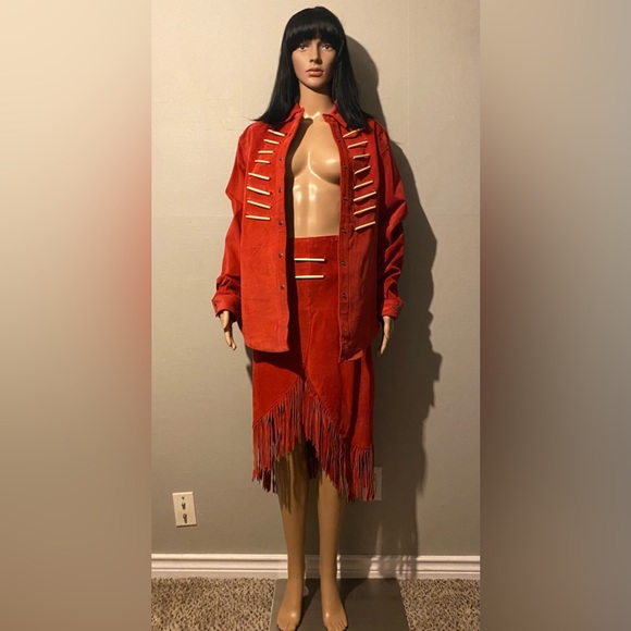 TILLMAN leather jacket and skirt beautiful rich red amazing color must see! - Picture 1 of 7